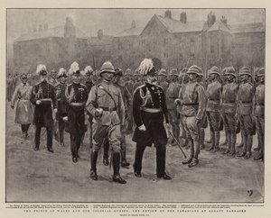 De Prins van Wales en onze koloniale gasten, de recensie van de Canadezen bij Albany Barracks